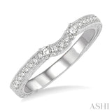 1/5 ctw Curved Center Foliage Engraved Round Cut Diamond Wedding Band in 14K White Gold