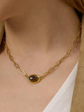 Shay Oval Stone Chain Necklace