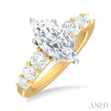 1 ctw Marquise Shape Round Cut Diamond Semi Mount Engagement Ring in 14K Yellow and White Gold