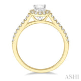3/8 Ctw Diamond Ladies Engagement Ring with 1/4 Ct Oval Cut Center Stone in 14K Yellow and White Gold