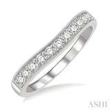 1/3 ctw Curved Center Milgrain Border Round Cut Diamond Wedding Band in 14K White Gold