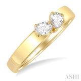 1/3 Ctw Toi Et Moi 2-Stone Pear and Oval Cut Diamond Fashion Ring in 14K Yellow Gold