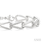 1/6 Ctw Single Cut Diamond Bold Knot Link Fashion Bracelet in Sterling Silver