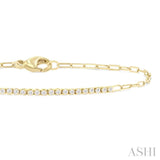 1/4 Ctw Round Cut Diamond Paperclip Chain Bracelet in 14K Yellow Gold