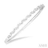 1 1/3 Ctw Marquise and Round Cut Diamond Stackable Bangle in 14K White Gold