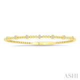 1/6 Ctw Round Cut Diamond Clover Bead Fashion Flex Bangle in 10K Yellow Gold