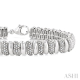 1/6 Ctw Bold Wide Ribbed Single Cut Diamond Fashion Bracelet in Sterling Silver