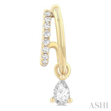 1/3 Ctw Split Design Pear and Round Cut Diamond Half Hoop Earrings in 14K Yellow Gold