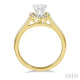 1/3 Ctw Round Cut Diamond Halo Engagement Ring With 1/4 Ct Pear Cut Center Stone in 14K Yellow and White Gold