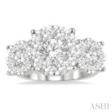 3 Ctw Lovebright Round Cut Diamond Ring in 14K White Gold