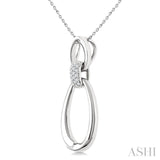 1/10 Ctw Open Window Oval Shape Link Round Cut Diamond Fashion Pendant With Chain in Sterling Silver