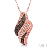 1/4 Ctw Single Cut White and Champagne Brown Diamond Pendant in 14K Rose Gold with Chain