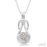 1/50 Ctw Round Cut Diamond Fashion Pendant in Sterling Silver with Chain
