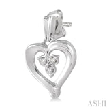 1/50 Ctw Round Cut Diamond Heart Earrings in Sterling Silver