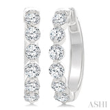 1 1/2 Ctw Prong Set Round Cut Diamond Hoop Earrings in 14K White gold