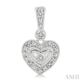 1/20 Ctw Heart Shape Round Cut Diamond Earrings in Sterling Silver