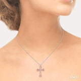 1/5 Ctw Round Cut Diamond Cross Pendant in 14K Rose and White Gold with Chain