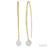 1/2 Ctw Round Dangler Lovebright Diamond Earring in 14K Yellow and White Gold
