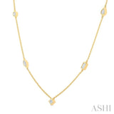 1/2 Ctw Bezel Set Mixed Cut Diamond Station Necklace in 14K Yellow Gold