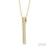 1/6 Ctw Circular Bead & Round Cut Diamond Bar Pendant With Chain in 14K Yellow Gold