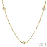 1/2 ctw Round Cut Diamond Station Necklace in 14K Yellow Gold