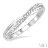 1/8 Ctw Criss Cross Shank Round Cut Diamond Wedding Band in 14K White Gold