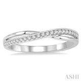 1/8 Ctw Criss Cross Shank Round Cut Diamond Wedding Band in 14K White Gold