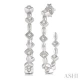 1/5 ctw Rhombus & Marquise Shape Round Cut Diamond Hoop Earrings in 14K White Gold