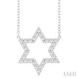 1/4 Ctw Star of David Round Cut Diamond Fashion Pendant With Chain in 14K White Gold