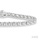 4 Ctw Round Cut Diamond Tennis Tulip Bracelet in 14K White Gold