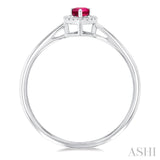 5x3 MM Pear Shape Pink Tourmaline and 1/20 Ctw Single Cut Diamond Halo Semi-Precious Ring in 10K White Gold