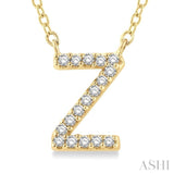 1/20 Ctw Initial 'Z' Round Cut Diamond Pendant With Chain in 10K Yellow Gold