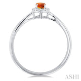 5x3 MM Oval Shape Citrine and 1/20 Ctw Single Cut Diamond Halo Semi-Precious Ring in 10K White Gold