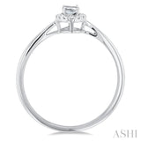 5x3 MM Oval Shape White Topaz and 1/20 Ctw Single Cut Diamond Halo Semi-Precious Ring in 14K White Gold