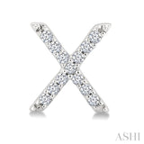 1/10 Ctw Initial 'X' Single Cut Diamond Earrings in 10K White Gold