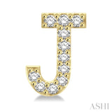 1/10 Ctw Initial 'J' Single Cut Diamond Earrings in 10K Yellow Gold
