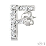 1/10 Ctw Initial 'F' Single Cut Diamond Earrings in 10K White Gold