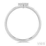 1/20 Ctw Initial 'T' Round Cut Diamond Fashion Ring in 10K White Gold