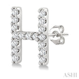 1/10 Ctw Initial 'H' Single Cut Diamond Earrings in 10K White Gold