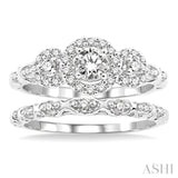 1/2 Ctw Diamond Wedding Set with 1/2 Ctw Round Cut Engagement Ring and 1/20 Ctw Wedding Band in 14K White Gold