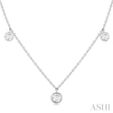 1 Ctw Bezel Set Round Cut Diamond Station Necklace in 14K White Gold