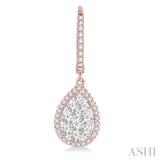 3/4 Ctw Pear Shape Diamond Lovebright Earrings in 14K Rose and White Gold