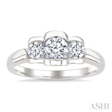 3/4 Ctw 3-Stone Round Cut Diamond Fashion Ring in 14K White Gold