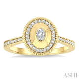 1/3 Ctw Open Window Oval and Round Cut Golden Glow Diamond Fashion Ring in 14K Yellow Gold