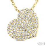 1/3 Ctw Heart Pave Set Round cut Diamond Fashion Pendant With Chain in 10K Yellow Gold