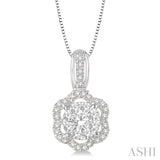 1/2 Ctw Round Cut Diamond Lovebright Pendant in 14K White Gold with Chain