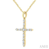 1/5 Ctw Latin Cross Fusion Baguette and Round Cut Diamond Fashion Pendant With Chain in 10K Yellow Gold