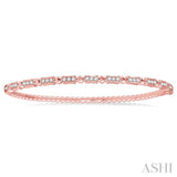 1/2 Ctw Box Link Round Cut Stackable Diamond Bangle in 14K Rose Gold