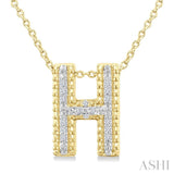 1/20 Ctw Bubble Accent Initial 'H' Round Cut Diamond Fashion Pendant With Chain in Yellow Gold Vermeil