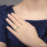 2.9 MM Emerald and 1/2 Ctw Round Cut Diamond Precious Wedding Band in 14K Yellow Gold